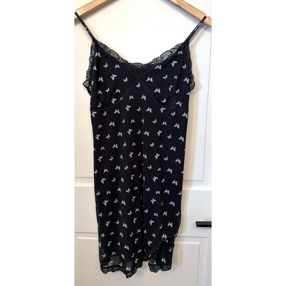 Wild Fable Women Slip Dress L Black Butterflies Whimsigoth Forest Fairy Festival